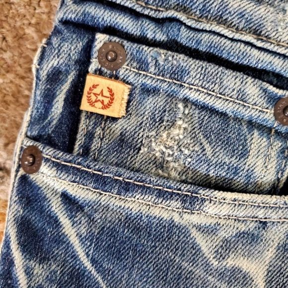 BIG STAR DENIM MADDIE CROPPED JEANS DISTRESSED WASH CALF EMBELLISHED STITCH - Picture 6 of 13